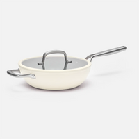 Wok pánev Meda 3.0, ø 28 cm - Nepřilnavá pánev s keramickým povrchem s poklicí, krémová