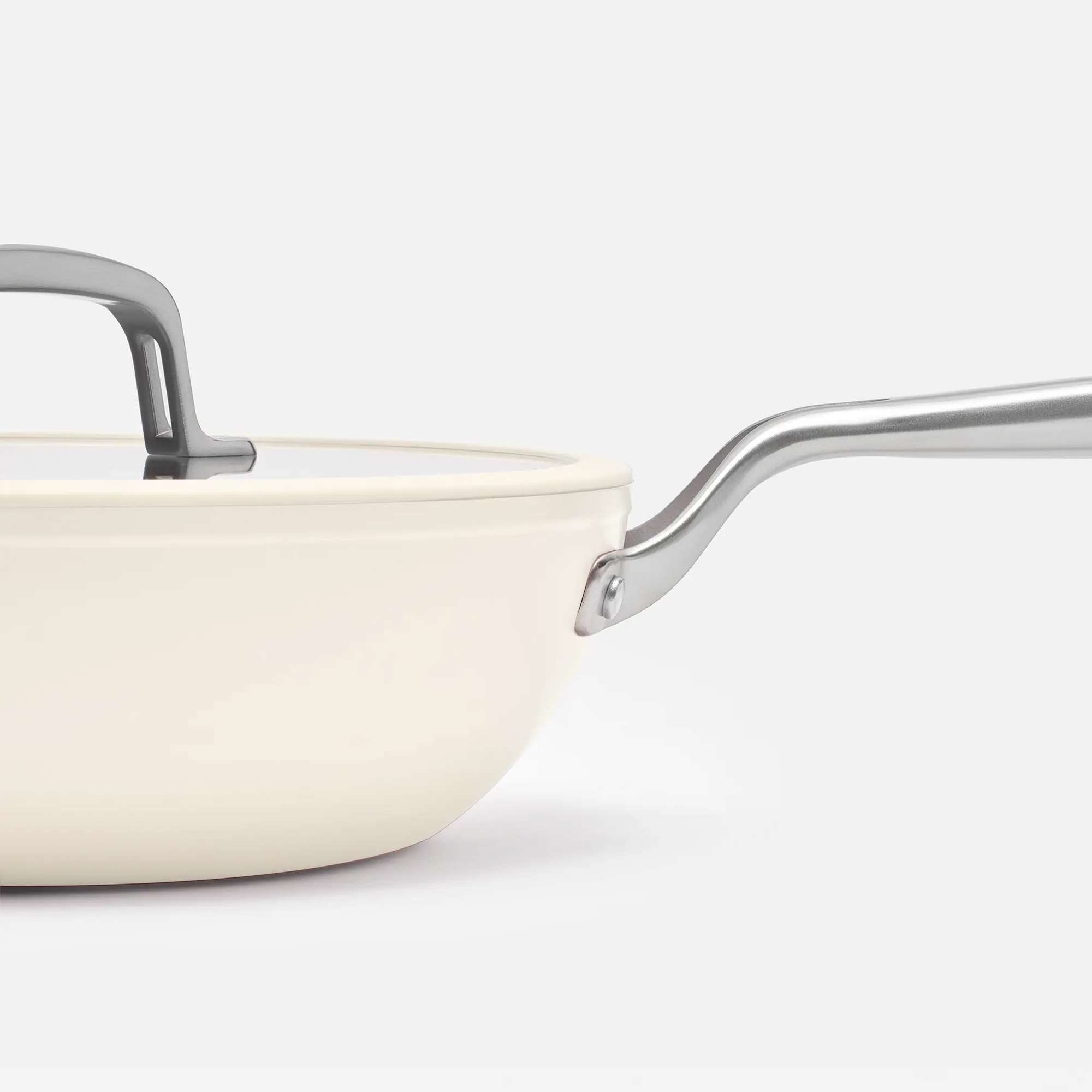 Wok pánev Meda 3.0, ø 28 cm - Nepřilnavá pánev s keramickým povrchem s poklicí, krémová