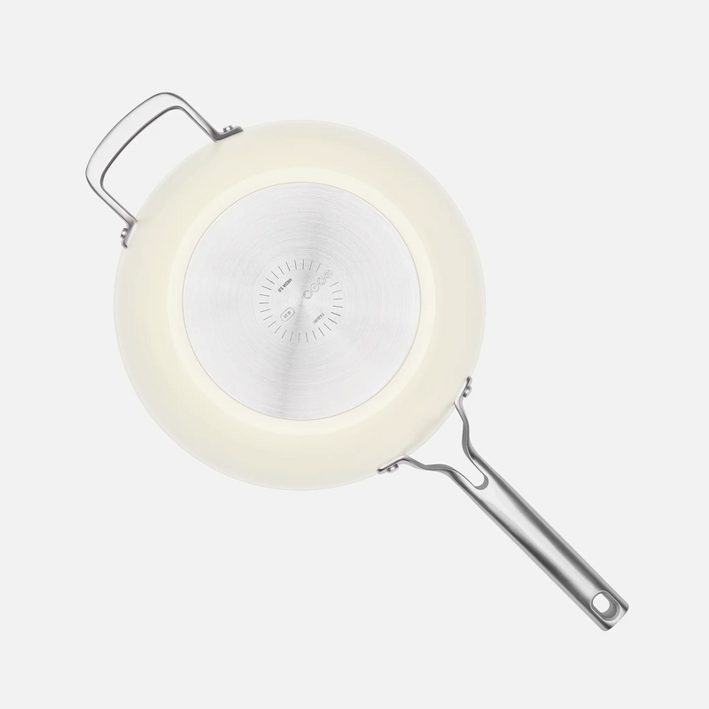 Wok pánev Meda 3.0, ø 28 cm - Nepřilnavá pánev s keramickým povrchem s poklicí, krémová