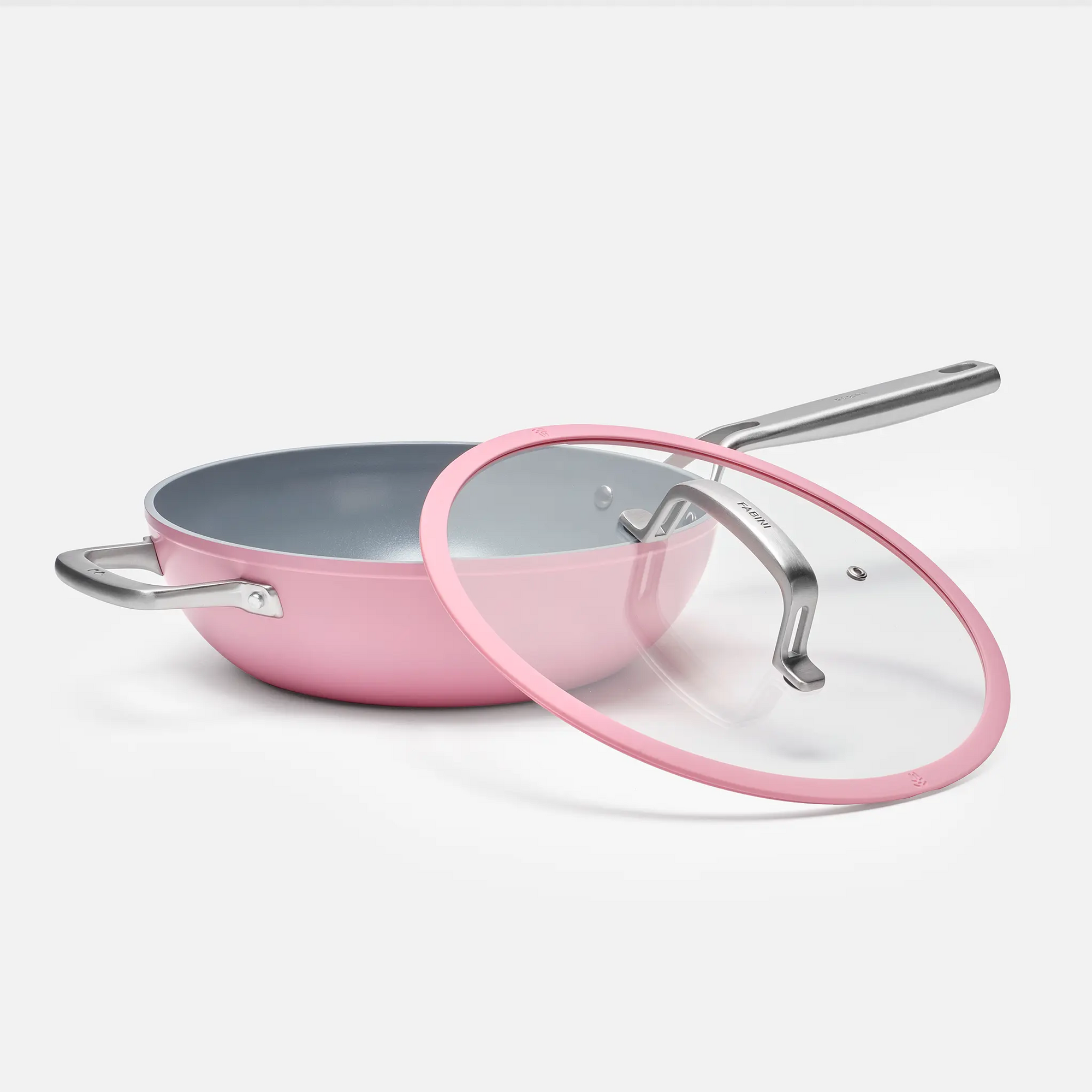 Wok pánev Meda 3.0, ø 28 cm - Nepřilnavá pánev s keramickým povrchem s poklicí, růžová