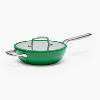 Wok pánev Meda 3.0, ø 28 cm - Nepřilnavá pánev s keramickým povrchem s poklicí, zelená