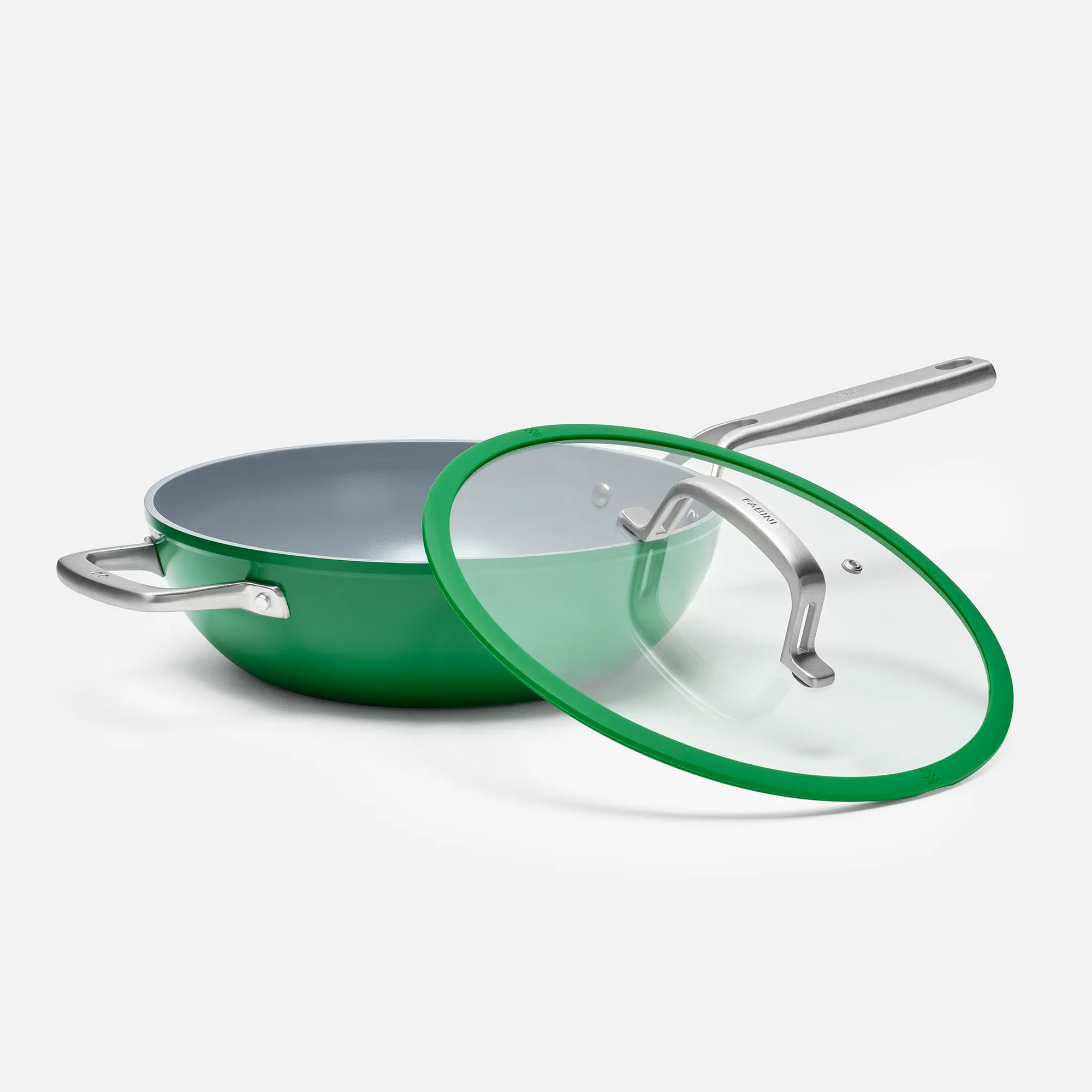 Wok pánev Meda 3.0, ø 28 cm - Nepřilnavá pánev s keramickým povrchem s poklicí, zelená