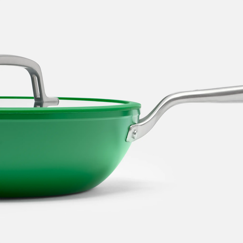 Wok pánev Meda 3.0, ø 28 cm - Nepřilnavá pánev s keramickým povrchem s poklicí, zelená