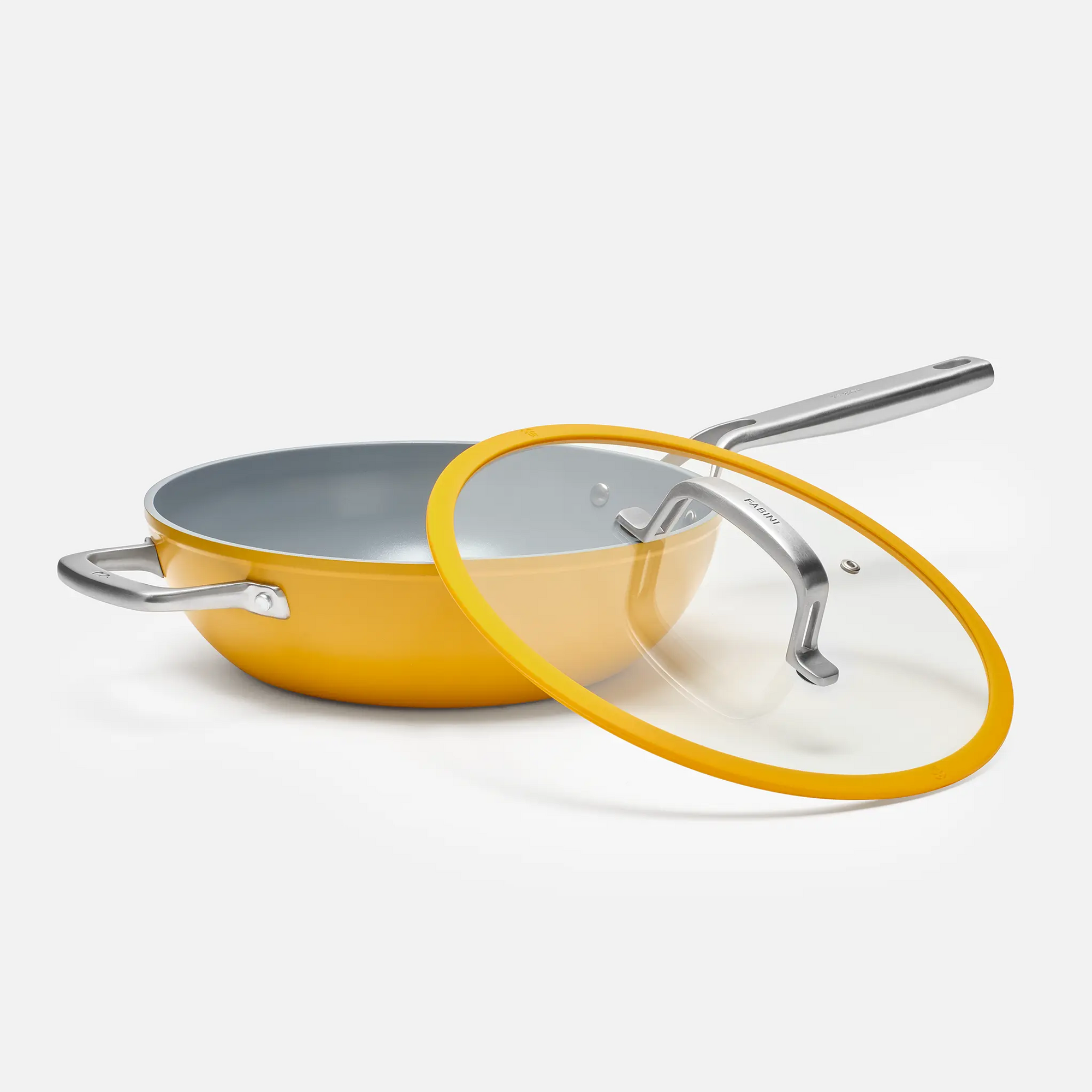 Wok pánev Meda 3.0, ø 28 cm - Nepřilnavá pánev s keramickým povrchem s poklicí, žlutá