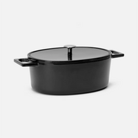 Oválný pekáč Mattia 3.0, 33×25 cm - Smaltovaný litinový pekáč s poklicí, černý