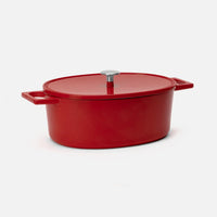 Oválný pekáč Mattia 3.0, 33×25 cm - Smaltovaný litinový pekáč s poklicí, červený