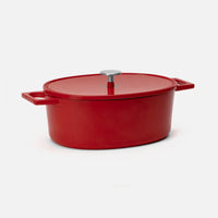 Oválný pekáč Mattia 3.0 Standard, 33×25 cm - Smaltovaný litinový pekáč s poklicí, matný červený