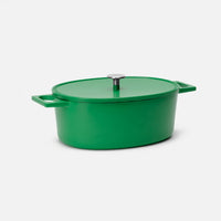 Oválný pekáč Mattia 3.0, 33×25 cm - Smaltovaný litinový pekáč s poklicí, zelený