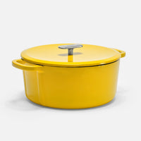 Smaltovaný litinový kastrol s poklicí Ø 26 cm (6 l), žlutý
