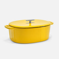 Smaltovaný litinový oválný kastrol s poklicí Ø 33 cm (7 l), žlutý