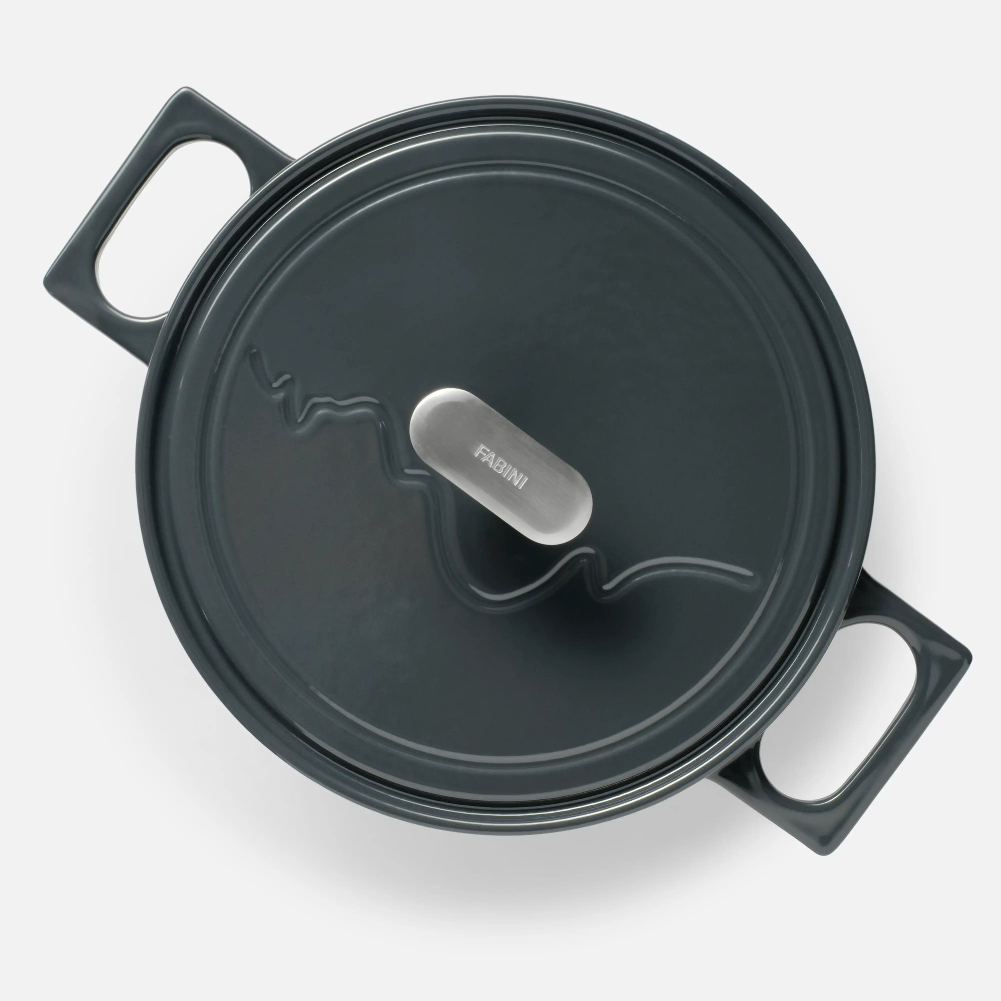Kastrol FABINI & Těhotnej kuchař, ø 26 cm (5,5 l) - Smaltovaný litinový kastrol s poklicí, šedý