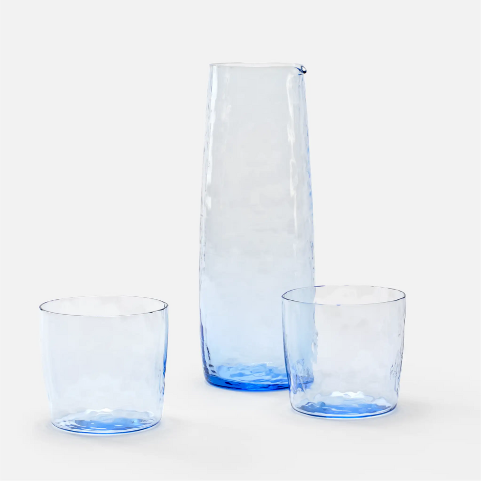 Skleněná karafa z foukaného skla FABINI & Tomáš Kučera 1 000 ml, modrá