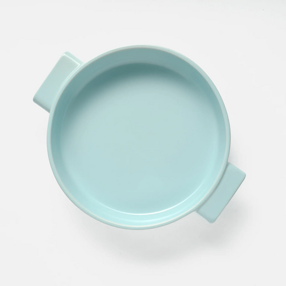 Kulatá zapékací mísa Terra, ø 26 cm - Kameninová zapékací mísa, světle modrá - rozbaleno