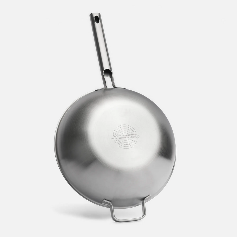 Wok pánev Lucca 4.0 Standard, ø 30 cm - Nerezová beznýtová pánev z vícevrstvé nerezové oceli s poklicí