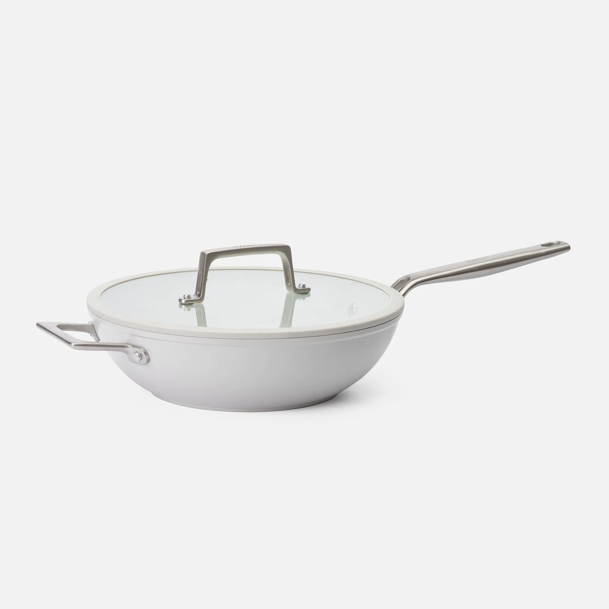 Wok pánev Meda 5.0 Pro, ø 28 cm - Nepřilnavá pánev s keramickým povrchem s poklicí, světle šedá