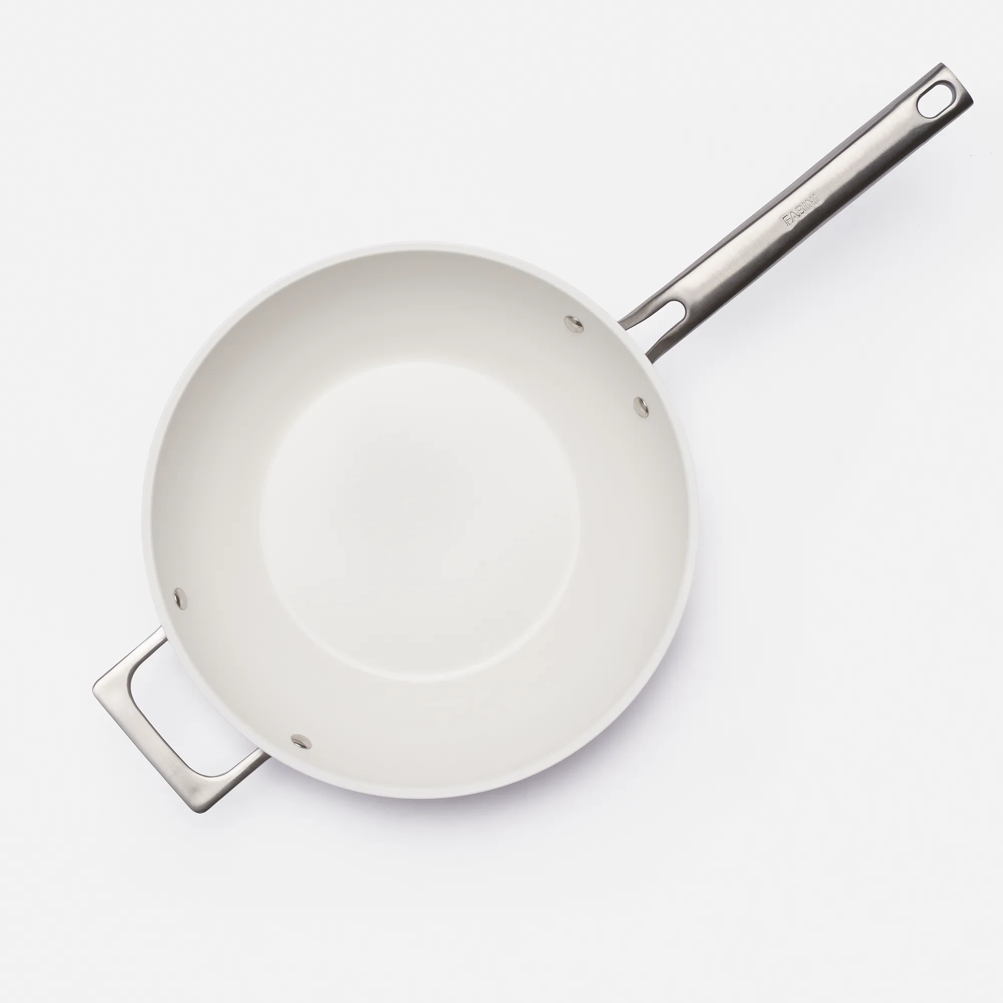 Wok pánev Meda 5.0 Pro, ø 28 cm - Nepřilnavá pánev s keramickým povrchem s poklicí, světle šedá