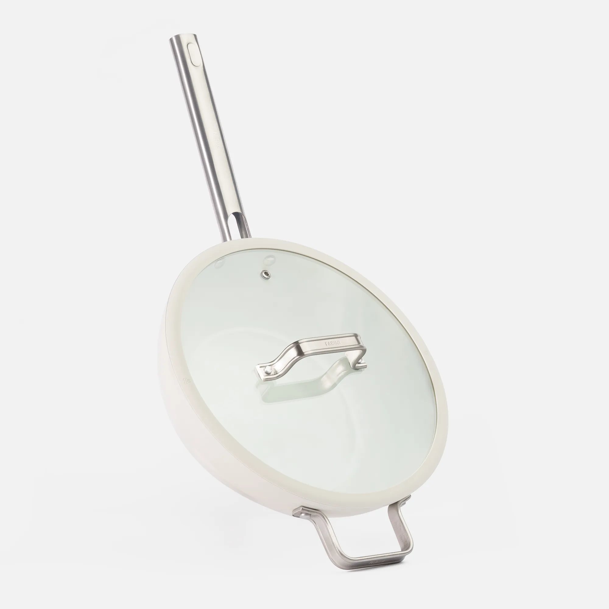 Wok pánev Meda 5.0 Standard, ø 28 cm - Nepřilnavá pánev s keramickým povrchem s poklicí, krémová
