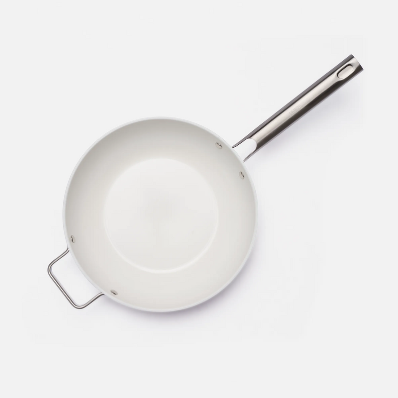 Wok pánev Meda 5.0 Standard, ø 28 cm - Nepřilnavá pánev s keramickým povrchem s poklicí, krémová
