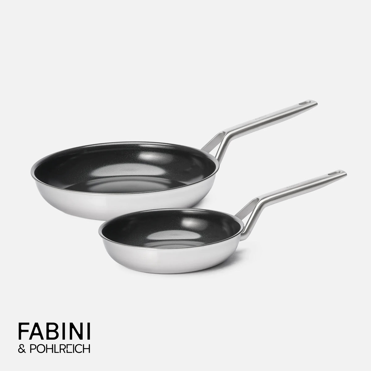 Sada pánví FABINI & Pohlreich 2.0, ø 20 cm + ø 26 cm, 2 díly - Nepřilnavé nerezové beznýtové pánve s keramickým povrchem z vícevrstvé nerezové oceli
