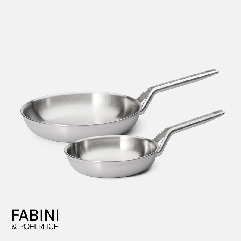 Sada pánví FABINI & Pohlreich 2.0, ø 20 cm + ø 26 cm, 2 díly - Nerezové beznýtové pánve z vícevrstvé nerezové oceli