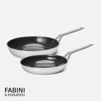 Sada pánví FABINI & Pohlreich 2.0, ø 26 cm + ø 30 cm, 2 díly - Nepřilnavé nerezové beznýtové pánve s keramickým povrchem z vícevrstvé nerezové oceli
