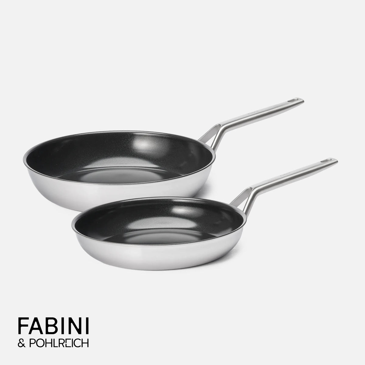 Sada pánví FABINI & Pohlreich 2.0, ø 26 cm + ø 30 cm, 2 díly - Nepřilnavé nerezové beznýtové pánve s keramickým povrchem z vícevrstvé nerezové oceli