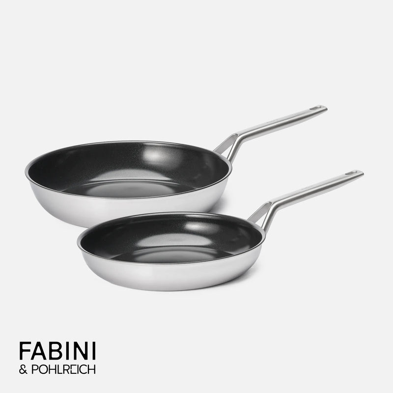Sada pánví FABINI & Pohlreich 2.0, ø 26 cm + ø 30 cm, 2 díly - Nepřilnavé nerezové beznýtové pánve s keramickým povrchem z vícevrstvé nerezové oceli