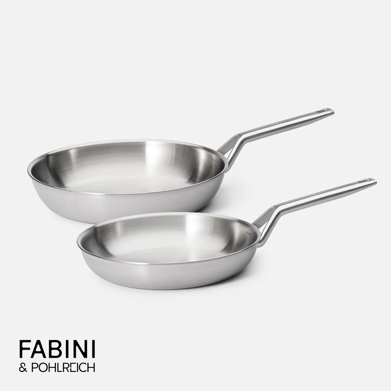 Sada pánví FABINI & Pohlreich 2.0, ø 26 cm + ø 30 cm, 2 díly - Nerezové beznýtové pánve z vícevrstvé nerezové oceli