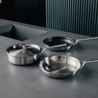 Sada pánví FABINI & Pohlreich, 4 díly - Nerezové beznýtové pánve z pětivrstvé nerezové oceli