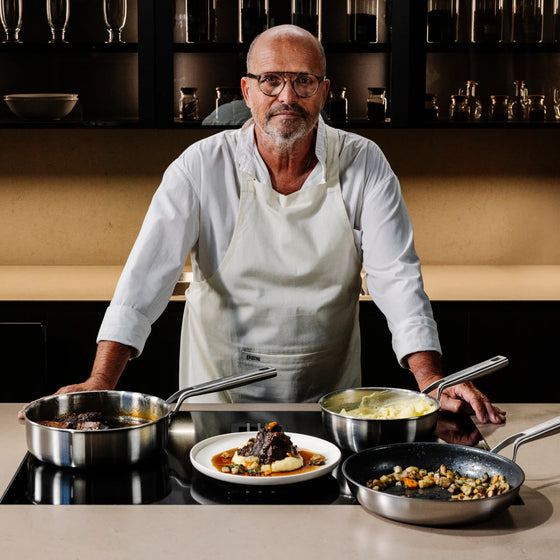 Sada pánví FABINI & Pohlreich, 4 díly - Nerezové beznýtové pánve z pětivrstvé nerezové oceli