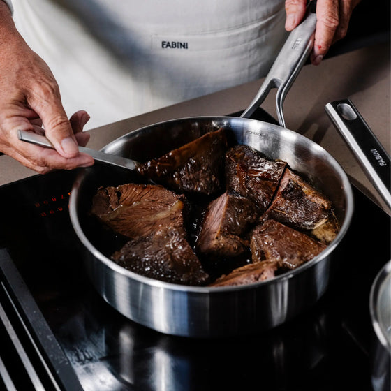 Základní sada nádobí FABINI & Pohlreich, 7 dílů - Nerezové beznýtové nádobí z pětivrstvé nerezové oceli