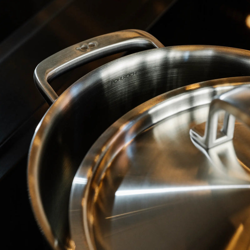 Profesionální sada nádobí FABINI & Pohlreich, 12 dílů - Nerezové beznýtové nádobí z pětivrstvé nerezové oceli