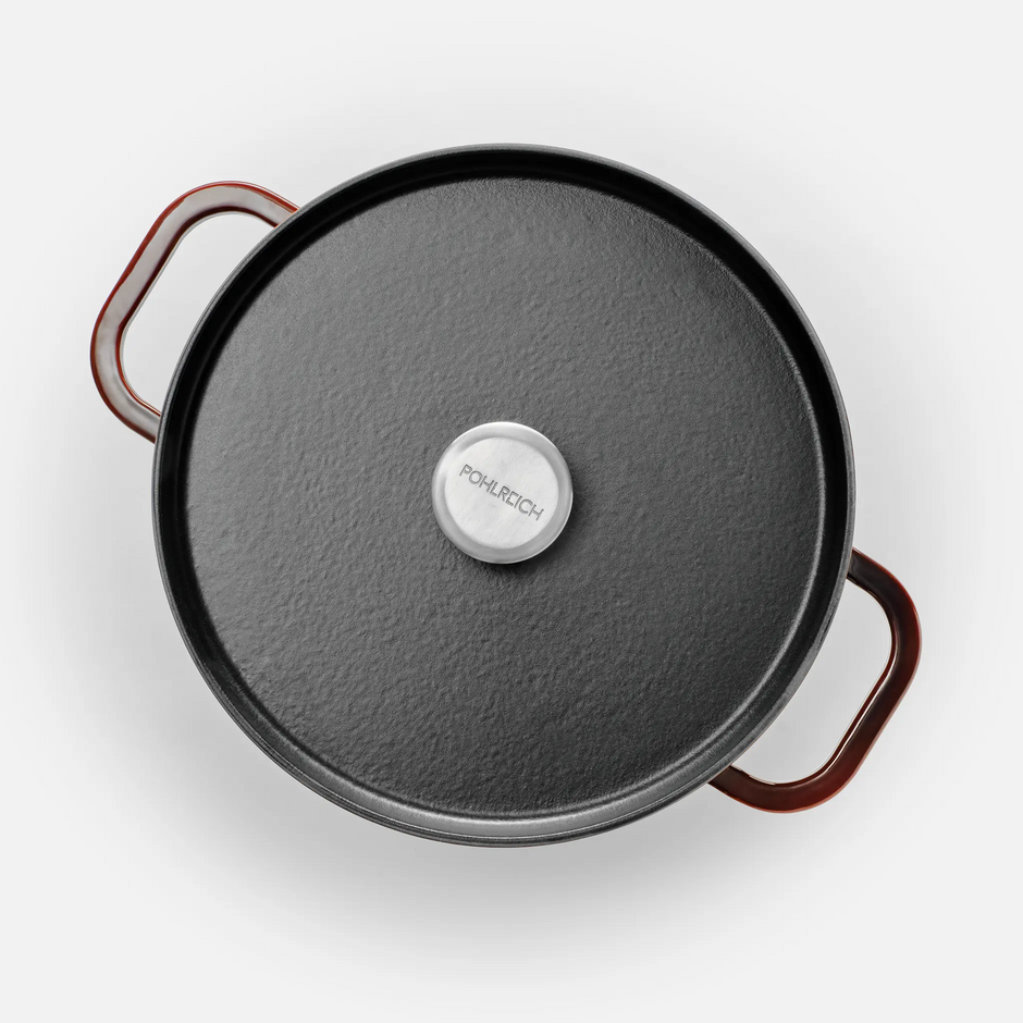 Kastrol FABINI & Pohlreich, ø 26 cm (5,2 l) - Smaltovaný litinový kastrol s nahřívací poklicí, vínově červený