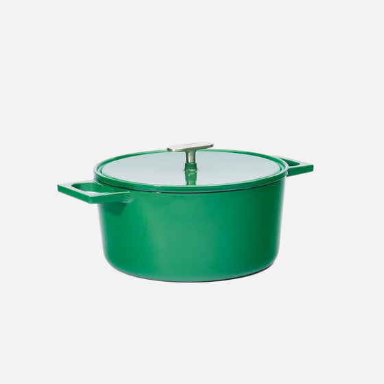 Kastrol Mattia 3.0 Standard, ø 26 cm (5,5 l) - Smaltovaný litinový kastrol s poklicí, lesklý zelený