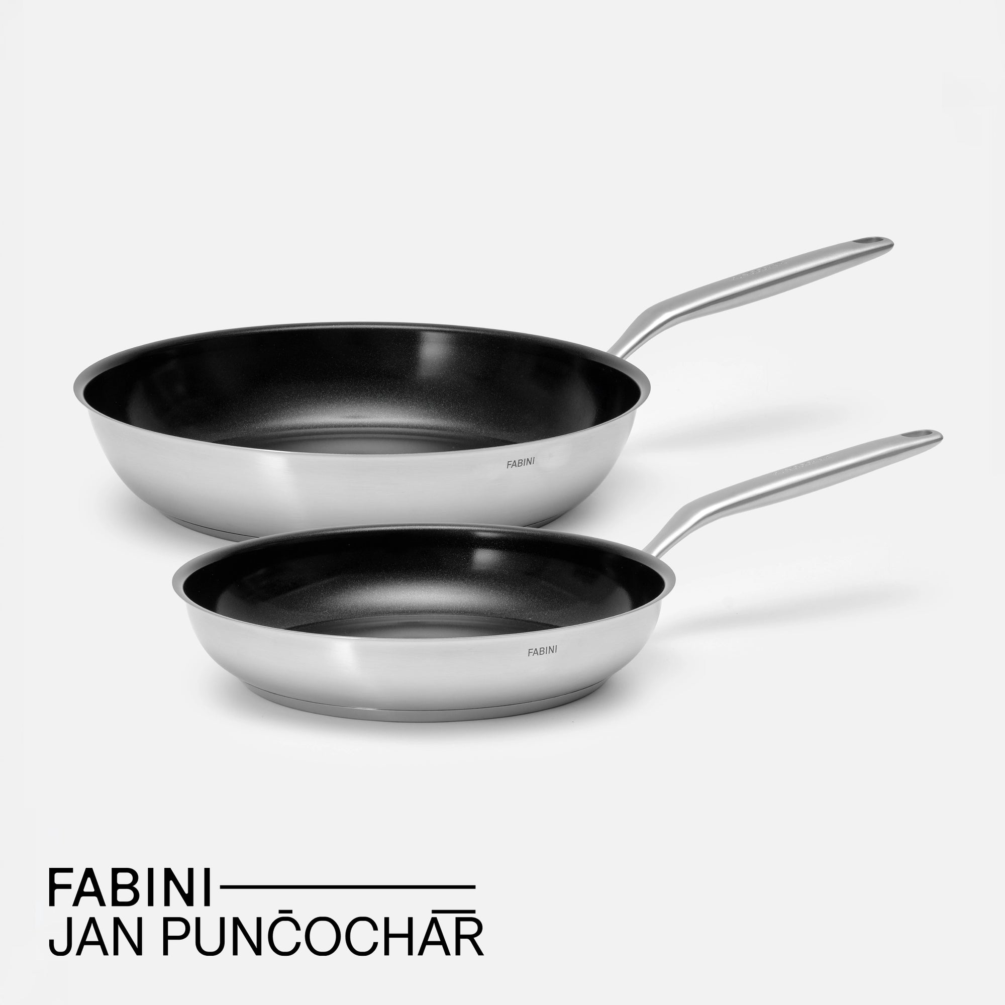 Sada pánví FABINI & Punčochář, ø 26 cm + ø 30 cm, 2 díly - Nepřilnavé nerezové beznýtové pánve s keramickým povrchem z jednovrstvé nerezové oceli