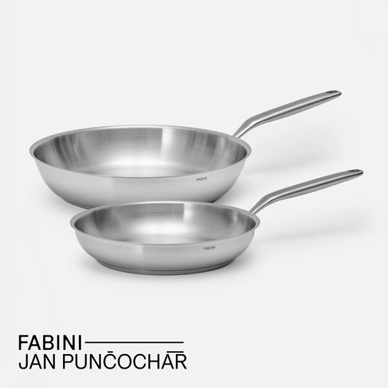 Sada pánví FABINI & Punčochář, ø 26 cm + ø 30 cm, 2 díly - Nerezové beznýtové pánve z jednovrstvé nerezové oceli