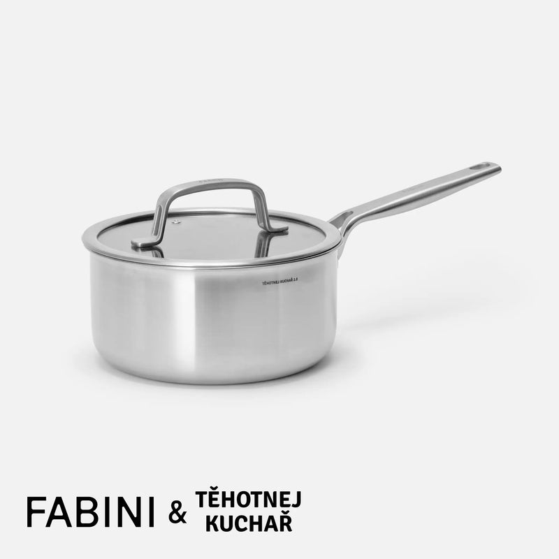 Rendlík FABINI & Těhotnej kuchař 2.0, ø 20 cm (3 l) - Nerezový beznýtový rendlík s hybridním keramickým povrchem z vícevrstvé nerezové oceli s poklicí