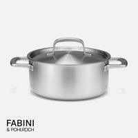 Nízký kastrol FABINI & Pohlreich, ø 24 cm (4 l) - Nerezový beznýtový kastrol z pětivrstvé nerezové oceli s poklicí