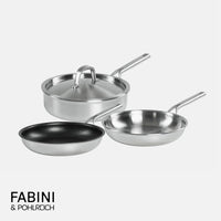 Sada pánví FABINI & Pohlreich, 4 díly - Nerezové beznýtové pánve z pětivrstvé nerezové oceli