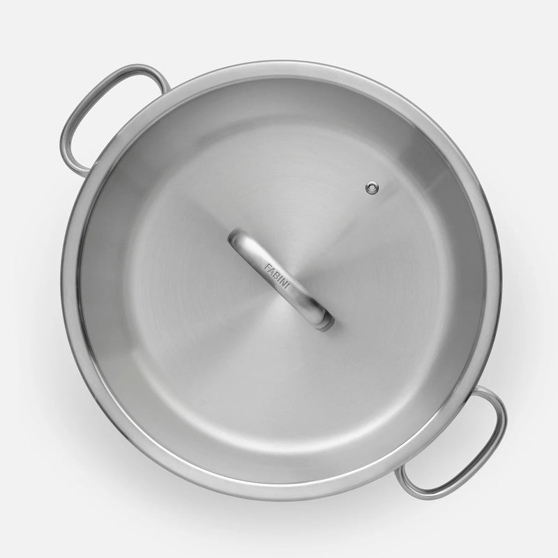 Kónická servírovací tegame pánev FABINI & Punčochář, ø 30 cm (3,5 l) - Nerezová beznýtová pánev se skleněnou poklicí