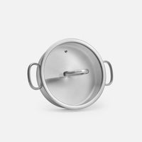 Servírovací tegame pánev FABINI & Punčochář, ø 24 cm (2 l) - Nerezová beznýtová pánev z jednovrstvé nerezové oceli se skleněnou poklicí