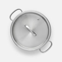 Servírovací tegame pánev FABINI & Punčochář, ø 24 cm (2 l) - Nerezová beznýtová pánev z jednovrstvé nerezové oceli se skleněnou poklicí