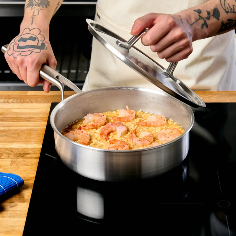 Pokročilá sada nádobí Lucca 3.0, 7 dílů - Nerezové beznýtové nádobí z vícevrstvé nerezové oceli