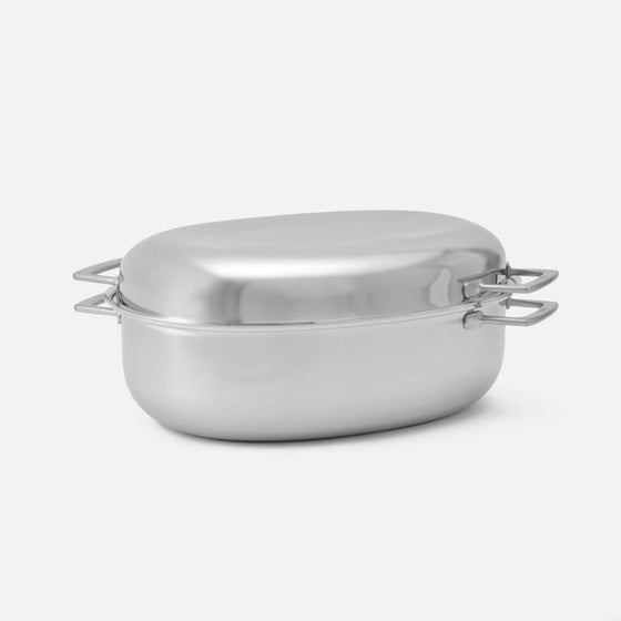 Oválný pekáč Lucca 4.0 Pro - Nerezový pekáč z leštěné vícevrstvé nerezové oceli s poklopem a roštem