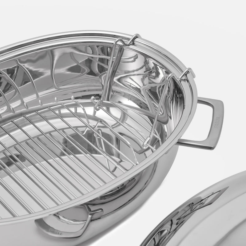 Oválný pekáč Lucca 4.0 Pro - Nerezový pekáč z leštěné vícevrstvé nerezové oceli s poklopem a roštem