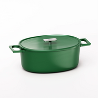 Oválný pekáč ze smaltované litiny Mattia 3.0 s poklicí 33×25 cm, zelený