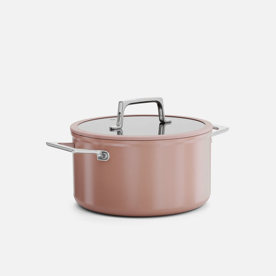 Kastrol Meda 5.0 Pro, ø 24 cm (5,4 l) - Nepřilnavý hrnec s keramickým povrchem s poklicí, broskvově růžový
