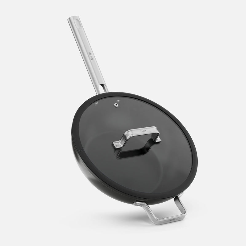 Wok pánev Meda 5.0 Standard, ø 28 cm - Nepřilnavá pánev s keramickým povrchem s poklicí, černá