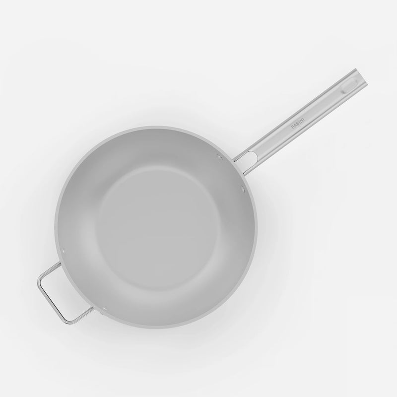 Wok pánev Meda 5.0 Standard, ø 28 cm - Nepřilnavá pánev s keramickým povrchem s poklicí, krémová