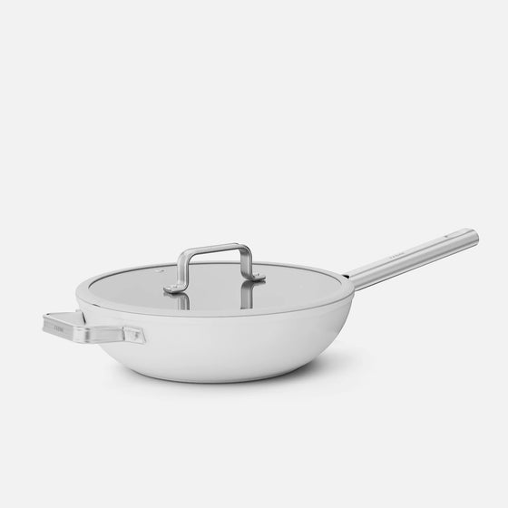 Wok pánev Meda 5.0 Standard, ø 28 cm - Nepřilnavá pánev s keramickým povrchem s poklicí, krémová